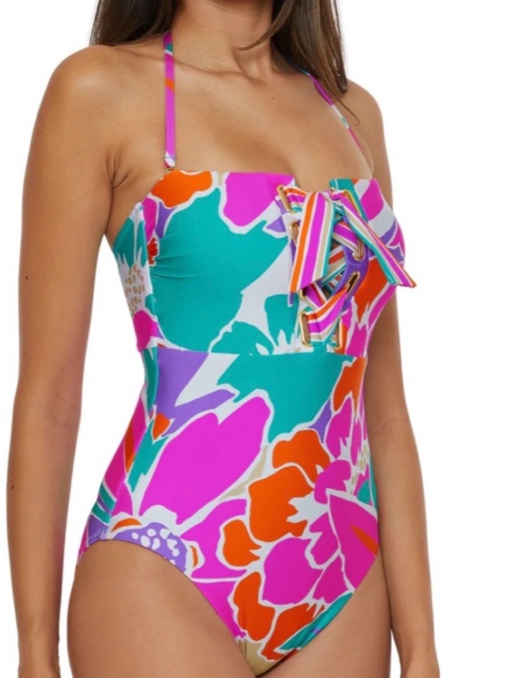 🌸🩵Trina Turk🩵🌸Amalfi Coast Bandeau Sz 10 NWT